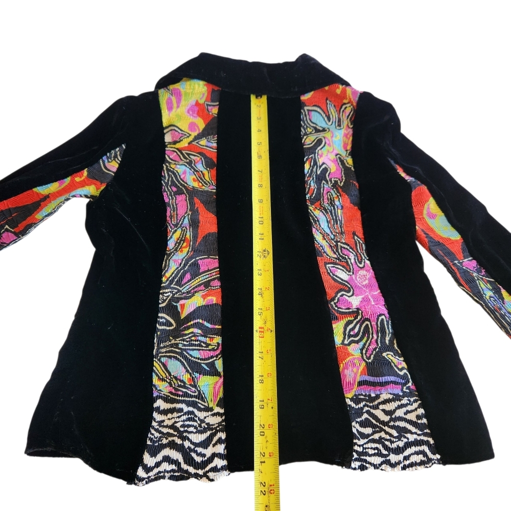 Alberto Makali Crop Velvet and Plise Cardigan Jacket Art to Wear Size M - Picture 13 of 14